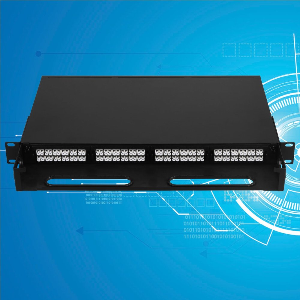 fyboptwu 96-Port LC Duplex Patch Panel, 1U Rack Mount Fiber Enclosure Box