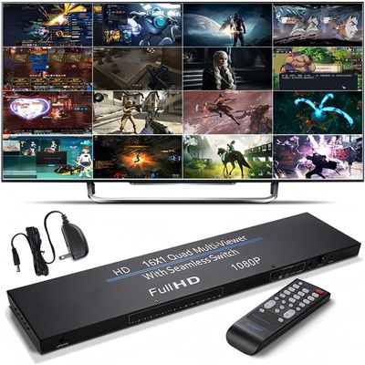 HDMI Multiviewer 16X1 1080P HDMI Quad Screen Multi Viewer Splitter 16 in 1 Out Seamless Switch 4 8 16 Way Display Screen Divider 16 HD Video Signal On the Same One Screen 4 models 1x1 4x1 8x1 16x1 etc