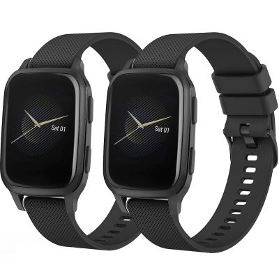 2 Pack Compatible with Garmin Venu Sq Watch Band, Quick Release 20mm for Garmin Venu Sq/Venu Sq 2/Venu 2 Plus Band/Garmin Vivoactive 3/Vivoactive 5 Watch Bands (black/black)