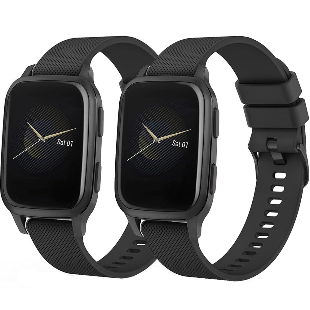 2 Pack Compatible with Garmin Venu Sq Watch Band, Quick Release 20mm for Garmin Venu Sq/Venu Sq 2/Venu 2 Plus Band/Garmin Vivoactive 3/Vivoactive 5 Watch Bands (black/black)