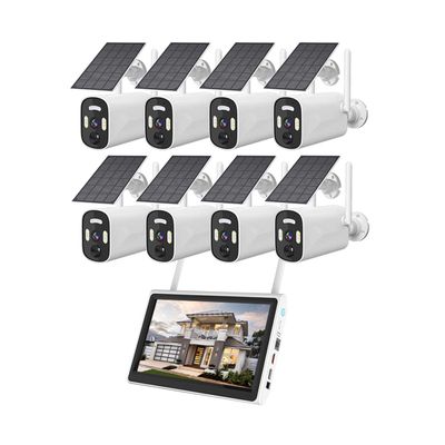 AKAVIG 8CH 4MP Solar Power Wireless WiFi Security Camera System with Monitor and 8 Cameras, Outdoor Low Power Surveillance Camera NVR Kit with Color Night Vision, Two Way Audio