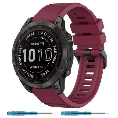 Nacorulu Compatible With Garmin Fenix 5/Fenix 6/Fenix 7 Band, 22mm Silicone Bands for Fenix 5 Plus/Fenix 6 Pro/Fenix 7 Pro/Forerunner 935 (Red), Large