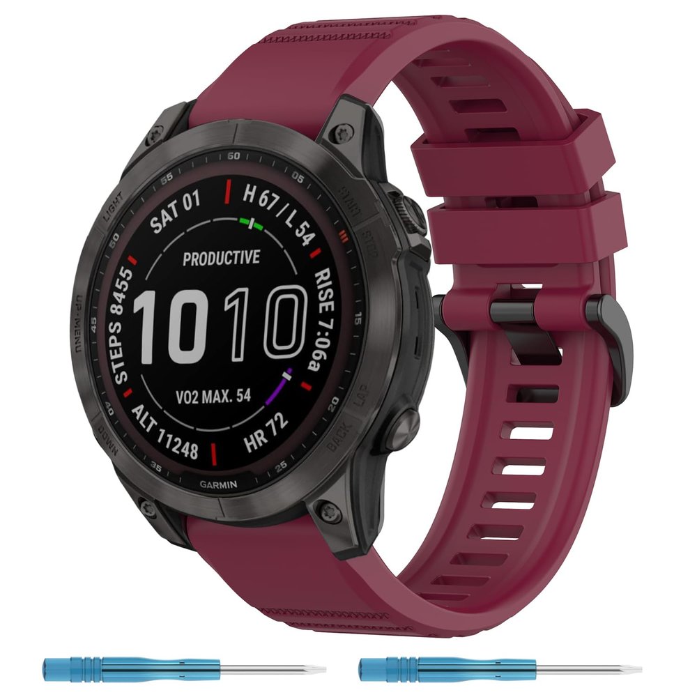 Nacorulu Compatible With Garmin Fenix 5/Fenix 6/Fenix 7 Band, 22mm Silicone Bands for Fenix 5 Plus/Fenix 6 Pro/Fenix 7 Pro/Forerunner 935 (Red), Large