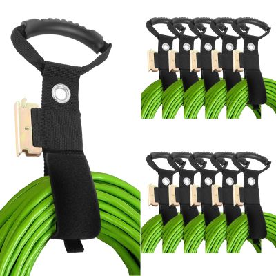 APACALI 10 Pack Extension Cord Organizer for E Track Accessories, 16 Heavy-Duty Storage Straps with Handle for Cords, Black Nylon Webbing Straps for E Track, Cords, Hoses, Ropes, Cables Organized