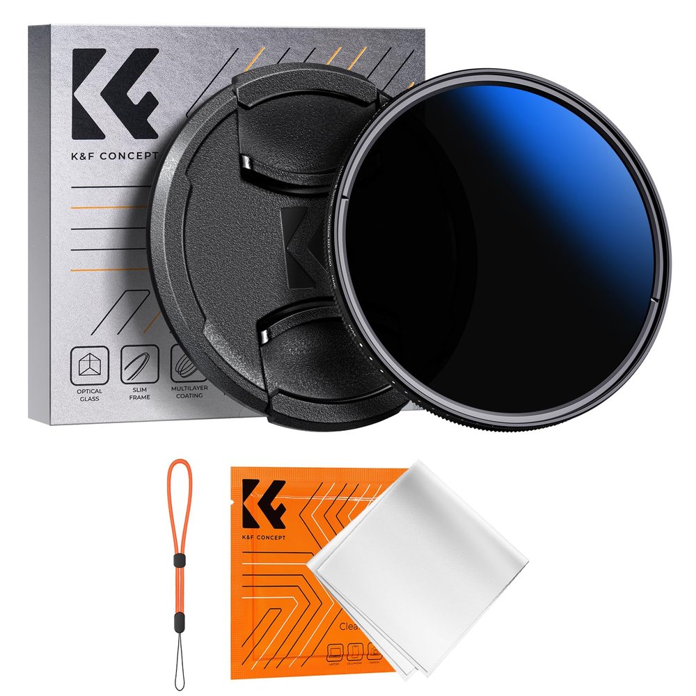 K&F CONCEPT 49mm Variable ND Camera Lens Filter ND2-ND400 (1-9 Stops) + Filter Cap + Cleaning Cloth 18 Multi-Layer Coatings Adjustable Neutral Density Ultra Slim Lens Filter (K-Series)