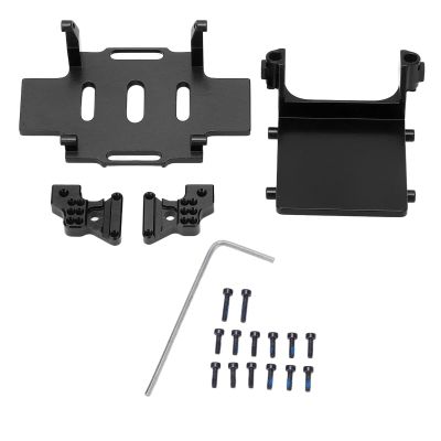 Aluminum Alloy Rear Shock Tower and ESC Bracket Assembly for RC Car AXIAL 1/24 SCX24 - Stable and Durable Upgrade Parts (Black)
