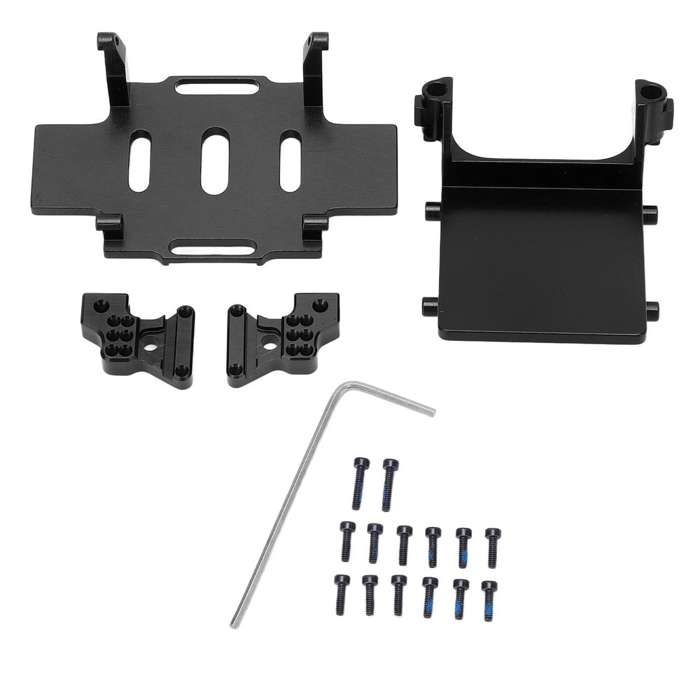 Aluminum Alloy Rear Shock Tower and ESC Bracket Assembly for RC Car AXIAL 1/24 SCX24 - Stable and Durable Upgrade Parts (Black)