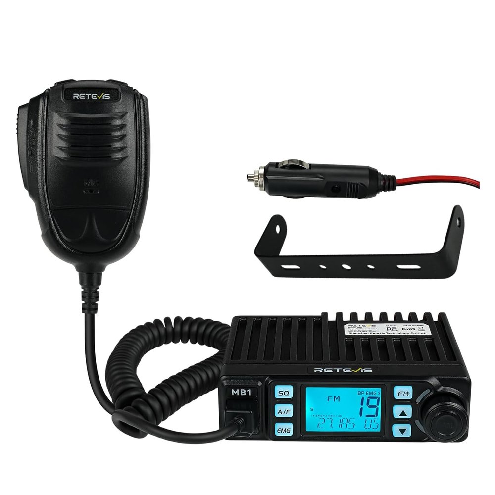 Retevis MB1 40-Channel CB Radio, AM/FM Professional CB Radio with Noise Reduction, Travel Essentials, Instant Channel 9/19, RF Gain, VOX, External Speaker Jack, Easy to Operate Emergency Radio, Black