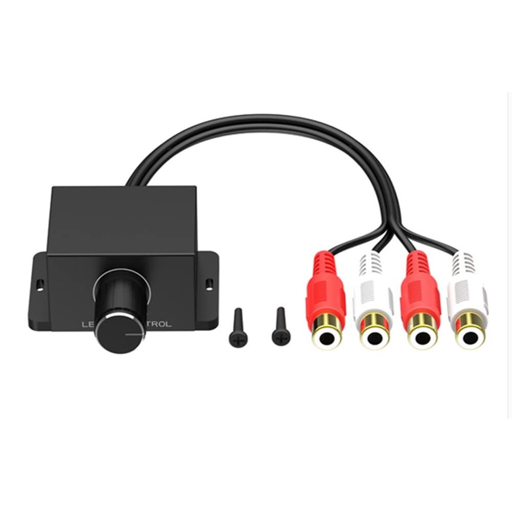 Srutueo Car Audio Amplifier Bass Level Remote Volume Control Knob 2RCA Male and Female Input and Output Car Volume Regulator Replacement Spare Parts Accessories, black, 500349696