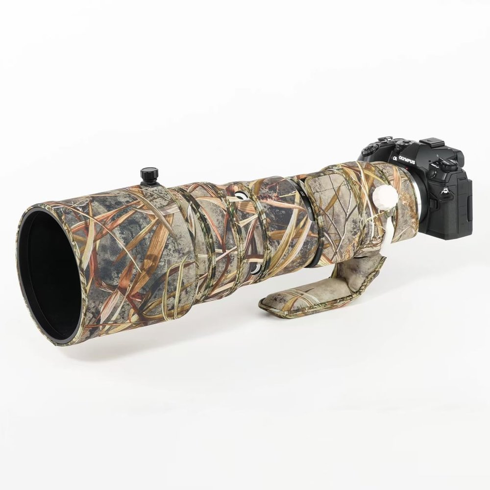 CHASING BIRDS Lens Camouflage Waterproof Coat for Olympus 150-400mm F4.5 TC1.25x is PRO Rainproof Lens Protective Cover Version IV (Reed Camouflage, with 2.0X TC (MC-20))