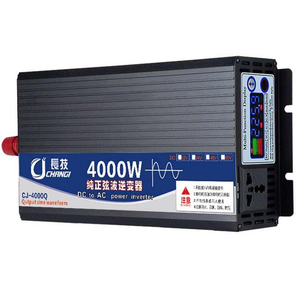 DAQIANG Pure Sine Wave Inverter Dual Digital Display car Inverter 4000W Converter with LCD Display 12V 24V 48V 60V DCto 110V with for Travel,Car,Camping,Solar Inverter (Size : 24Vto110V)