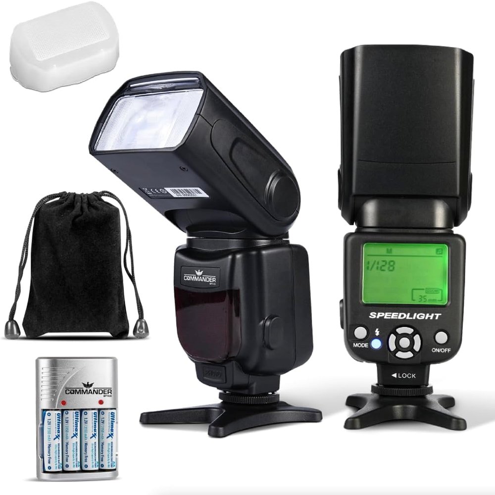Fully Automatic Speedlite Flash for Canon EOS Rebel SL2, SL3,T6i, T7i, T8i, 750D, 800D, 850D DSLR Cameras, E-TTL up to 90ft, Built in Diffuser, Bounce Head, Swival, Slave Unit