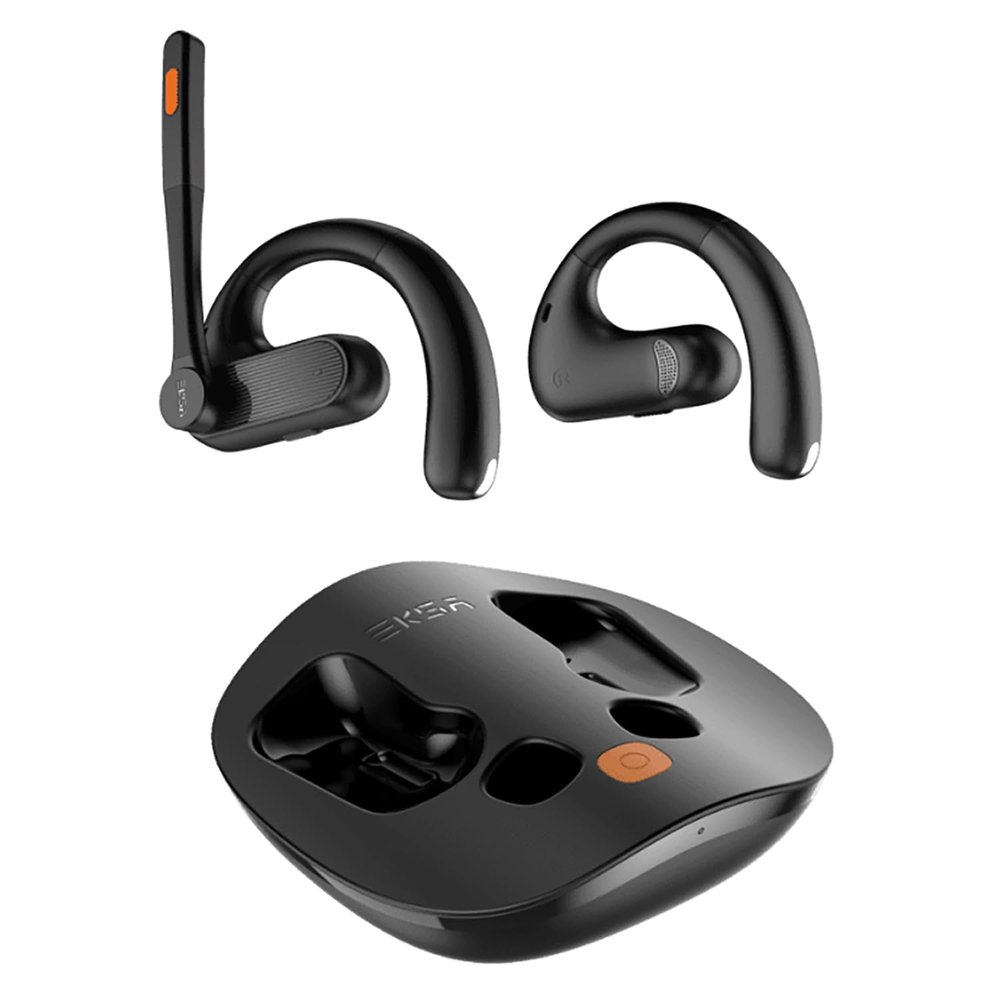 EKSAtelecom S30 Bluetooth Open-Ear Air-Conduction Headset with Microphone, True Wireless with Charging Case, Black