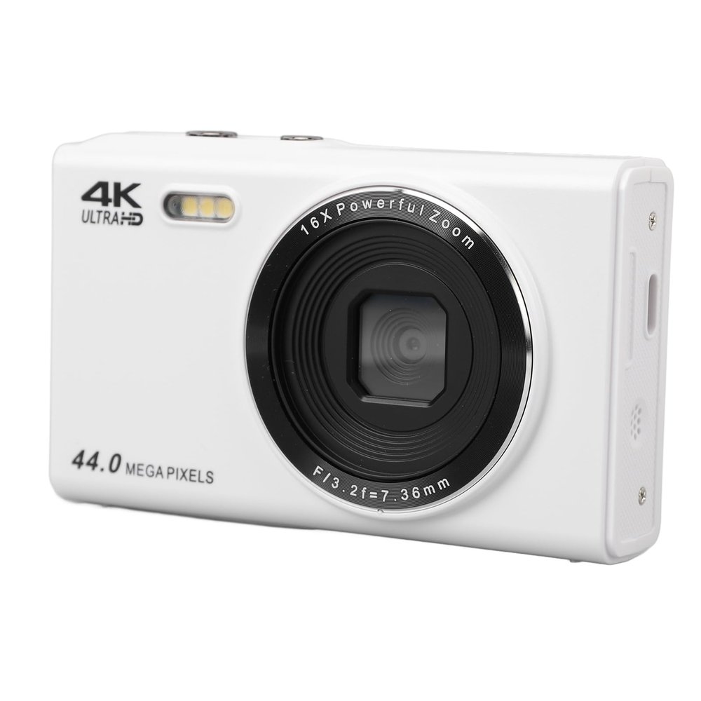4K Digital Camera, 44MP 6X Digital Zoom Autofocus Anti Shake Vlogging Camera, 2.4 Inch Screen Pocket Compact Travel Camera, for Teens Adult Beginner Kids (-2214230160412)