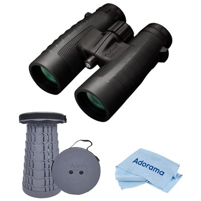 Bushnell 10x42 Trophy XLT Waterproof Roof Prism Binoculars, Black, Bundle with Portable Telescoping Stool/Chair