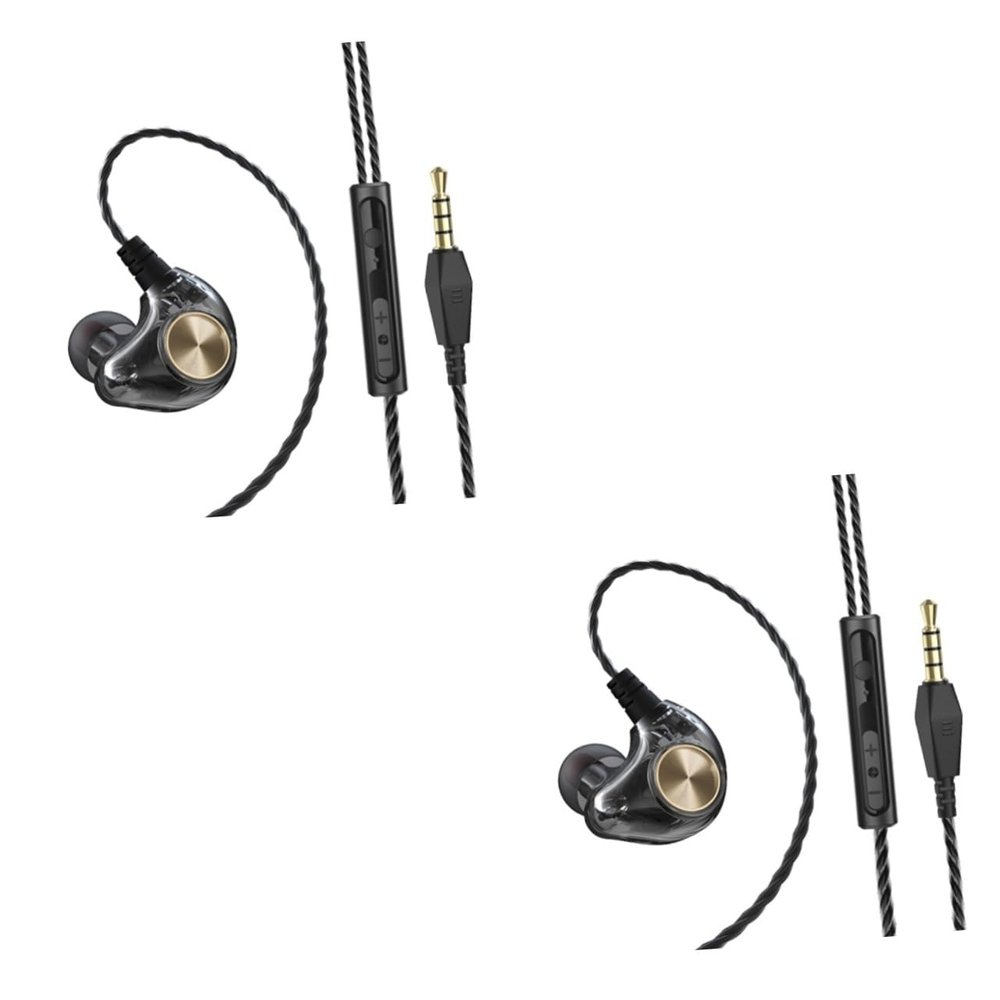 2pcs High Fidelity in-Ear Headphones Earphone with Subwoofer Bass Earbud Headset with Control for Smartphone