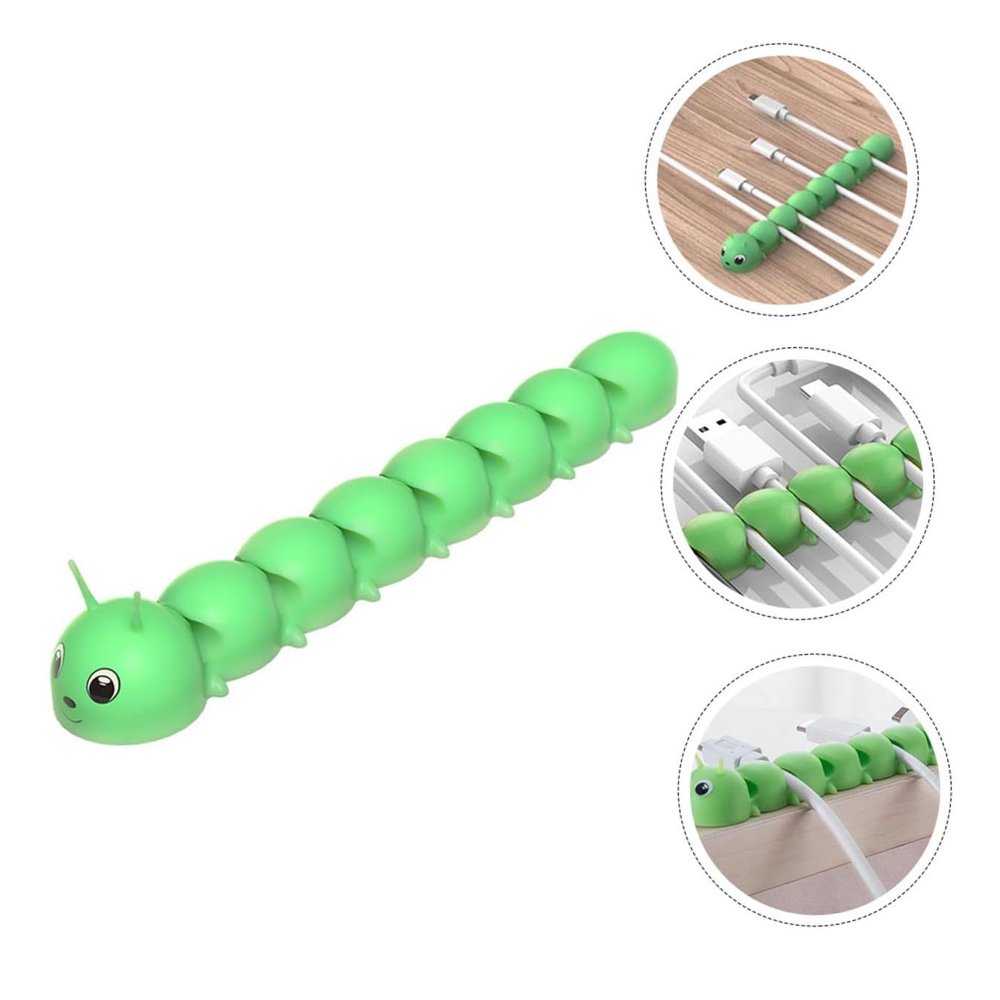 DOITOOL 1pc Caterpillar Cable Manager Power Supply Cable Green Wraping Paper Desktop Winding Machine