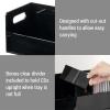 MyGift Modern Premium Black Acrylic Stackable CD Holder Racks with Cutout Carrying Handles, Compact Disc Jewel Case Display Crates, Media Storage Organizers, Set of 2 view 3