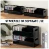 MyGift Modern Premium Black Acrylic Stackable CD Holder Racks with Cutout Carrying Handles, Compact Disc Jewel Case Display Crates, Media Storage Organizers, Set of 2 view 4