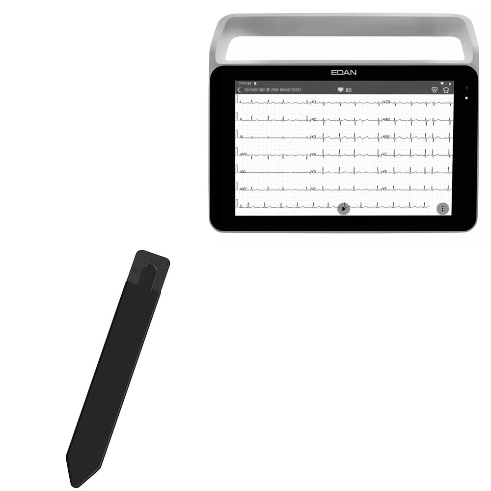 BoxWave Stylus Pouch Compatible with Edan iSE - Stylus PortaPouch, Pen Stylii Holder Carrier Portable Self-Adhesive - Jet Black