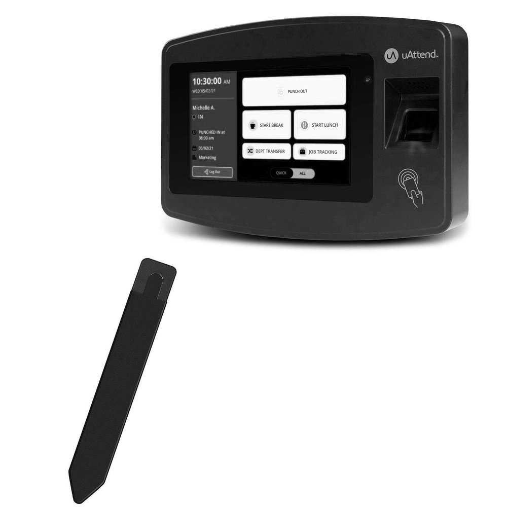 BoxWave Stylus Pouch Compatible with uAttend JR2000 - Stylus PortaPouch, Pen Stylii Holder Carrier Portable Self-Adhesive - Jet Black
