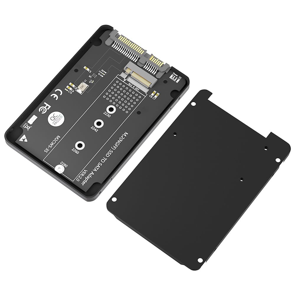 M.2 to 2.5 inch SATA Enclosure Adapter - Converter NGFF M.2 B Key Based SSD to SATA III Hard Drive - Supports 2230 2242 2260 2280 - 7mm Case