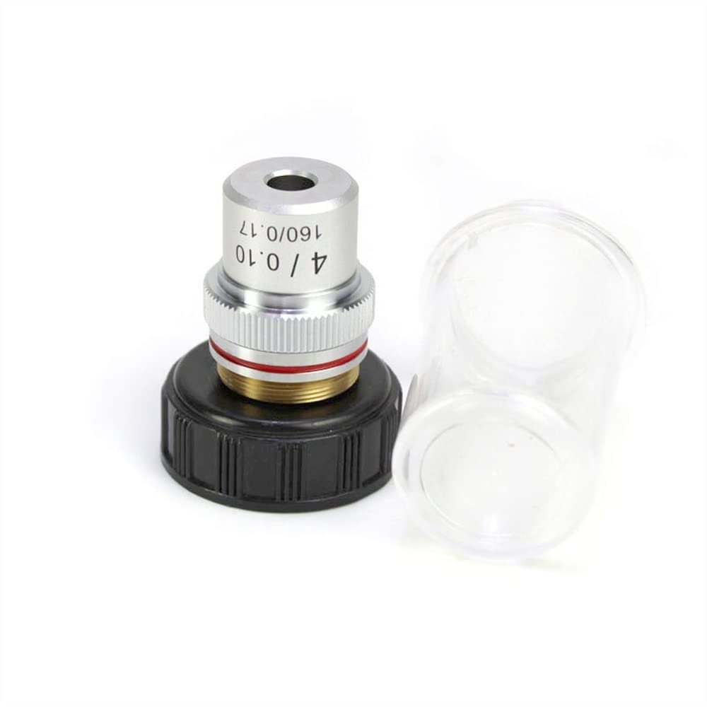 JOEBO Microscope Kit 195 Metal Biological Achromatic Microscope Objective Lens Magnification 4X 10x 20x 40x 60x 100x Standard Thread Interface 20.3mm Microscope Lens Adapters (Color : 4X)