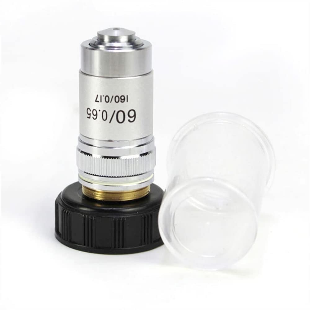 JOEBO Microscope Kit 195 Metal Biological Achromatic Microscope Objective Lens Magnification 4X 10x 20x 40x 60x 100x Standard Thread Interface 20.3mm Microscope Lens Adapters (Color : 60X)