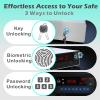 QINGENO Smart Gun Safe with Security Cable - Biometric Pistol Safe for 2 Handgun 3 Ways Quick Access with Fingerprint/Keypad/Key, for Nightstand Bedside Home with LCD and Voice Guide (White) view 2