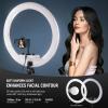 NEEWER Professional Ring Light with Stand and Phone Holder, Diffuser Included, 18 inch Ultra Thin, 45W 2900K-7000K TLCI98, App Control, Softer Lighting for Makeup Live Stream TikTok, RP18B Pro White view 3