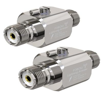 Foboiu Coaxial Lightning Arrester 2 Pack Suppressor Connectors Coax Cable Surge Protector for HF RadioRFVHF, UHF, CB, Ham, Two-Way Radio Ham Antenna with Dual UHF-Female (SO-239)