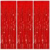 3 Pack Red Streamers Party Backdrop Christmas Decorations Foil Fringe Backdrop Curtains Carnival Casino Theme Birthday New Year Holiday Celebration Bachelorette Party Decorations Supplies view 1