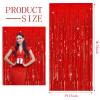 3 Pack Red Streamers Party Backdrop Christmas Decorations Foil Fringe Backdrop Curtains Carnival Casino Theme Birthday New Year Holiday Celebration Bachelorette Party Decorations Supplies view 2