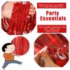 3 Pack Red Streamers Party Backdrop Christmas Decorations Foil Fringe Backdrop Curtains Carnival Casino Theme Birthday New Year Holiday Celebration Bachelorette Party Decorations Supplies view 3