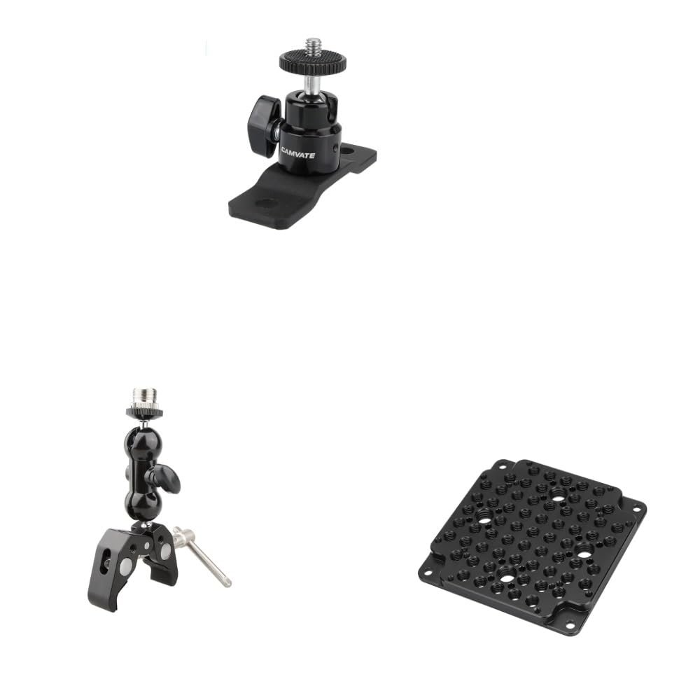 CAMVATE 1/4"-20 Ball Head with Bottom Mount + Crab clamp + Camera Cheese Mounting Plate