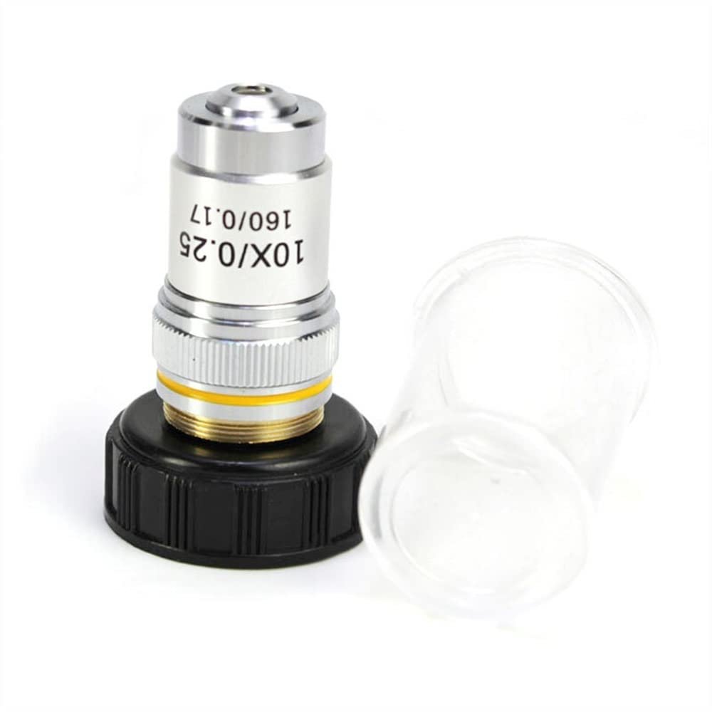 JOEBO Microscope Kit 195 Metal Biological Achromatic Microscope Objective Lens Magnification 4X 10x 20x 40x 60x 100x Standard Thread Interface 20.3mm Microscope Lens Adapters (Color : 10X)