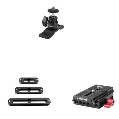CAMVATE 1/4"-20 Ball Head with Bottom Mount + NATO Rail Quick Release Bar + Quick Release Base Plate