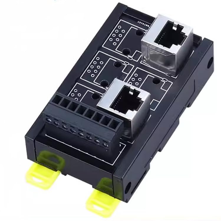 RJ45-8P-2-Port Compatible Industrial Ethernet Hub RJ45 to Network Port 8Pin Wiring Terminal Crystal Head Terminal Block Adapter Board Network Port to Terminal Block