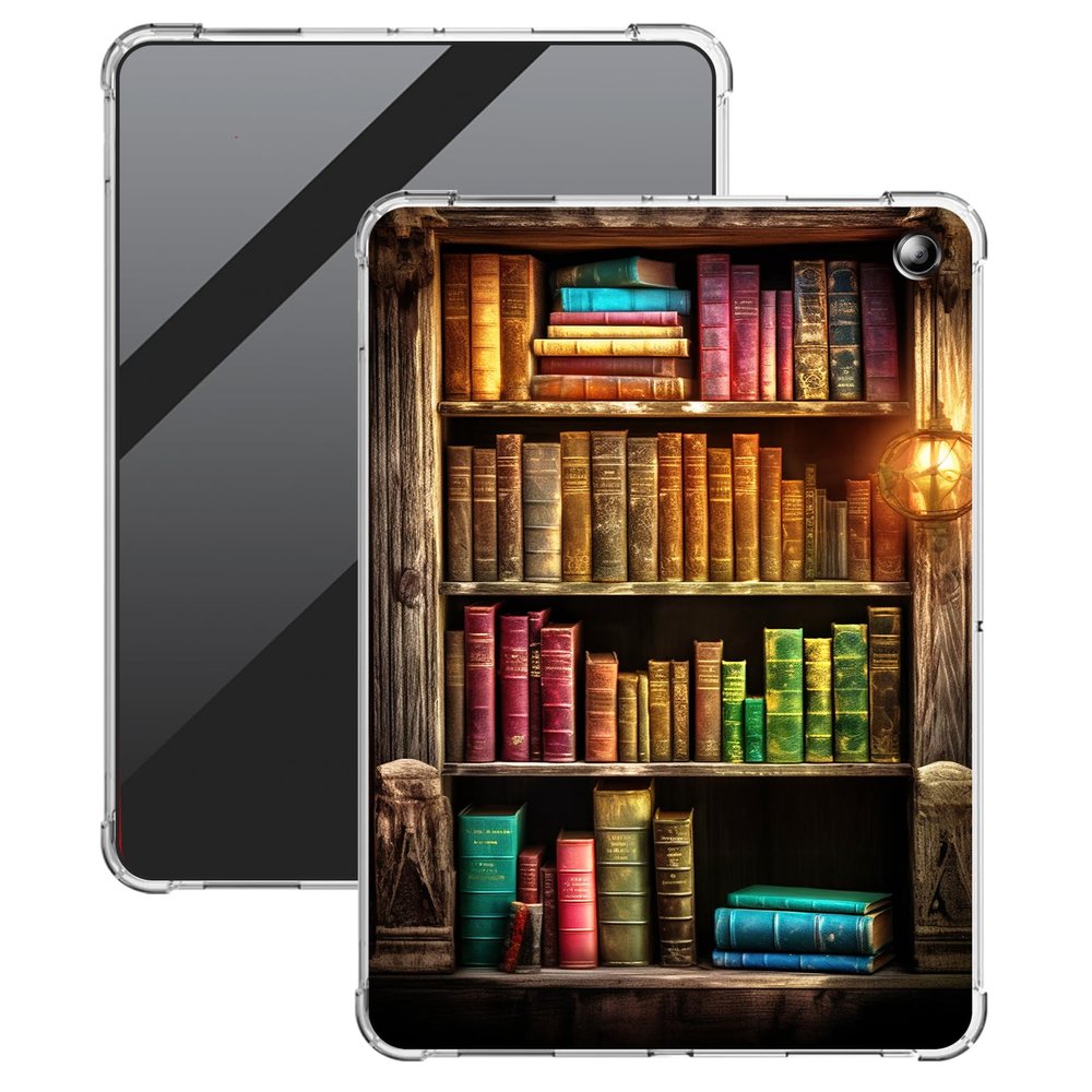 BFDHGQZC Colorful Bookshelf Clear Case for Kindle Fire HD 10 Tablet (13th Generation, 2023 Release) 10.1" Tablet Lightweight Transparent TPU Shockproof Protective Cover