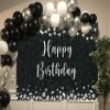 INRUI Black Happy Birthday Photography Backdrop Silver Glitter Spots Girls Boys Adult Party Decorations Banner (7x5FT) view 2