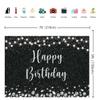 INRUI Black Happy Birthday Photography Backdrop Silver Glitter Spots Girls Boys Adult Party Decorations Banner (7x5FT) view 4
