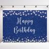 INRUI Royal Blue Happy Birthday Photography Backdrop Silver Glitter Spots Girls Boys Adult Party Decorations Banner (7x5FT) view 1