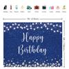 INRUI Royal Blue Happy Birthday Photography Backdrop Silver Glitter Spots Girls Boys Adult Party Decorations Banner (7x5FT) view 4