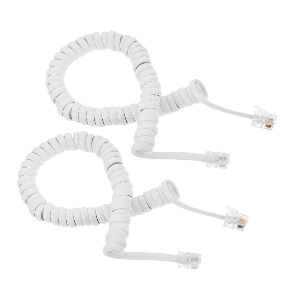 Homoyoyo 2pcs Telephone Phone Cable Cord Coiled Phone Cords for Landline Sturdy and Soft Telephone Accessory