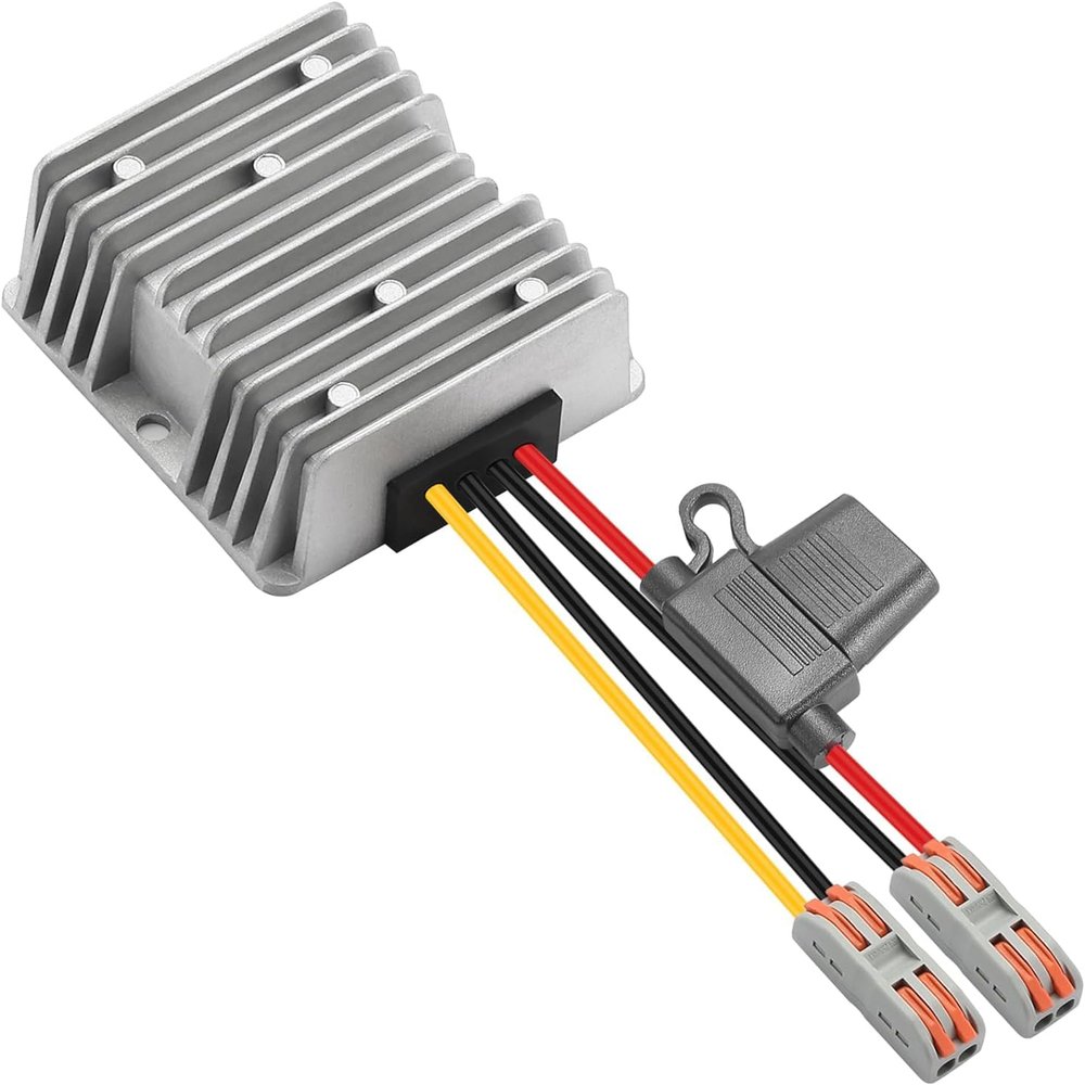 YABOANG DC/DC 9V-32V to 12V Buck Converter, 10A 120W MAX Power Transformer, Waterproof 24V Step Down Power Converter Module for Golf Cart RC Car Truck Light & DIY