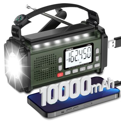 PRUNUS J-924 10000mAh/37000mWh Hand Crank Emergency Radio NOAA AM FM SW