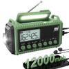 12000mAh Emergency Radio - AUTO NOAA Weather Alert, Solar Hand Crank AM/FM/SW/NOAA, Flashlight, Phone Charger, SOS Siren, Survival Kit for Camping, Storms, Power Outages view 1