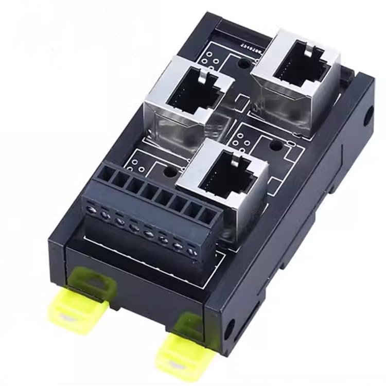 RJ45-8P-3-Port Compatible Industrial Ethernet Hub RJ45 to Network Port 8Pin Wiring Terminal Crystal Head Terminal Block Adapter Board Network Port to Terminal Block