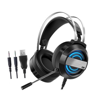 BRIGHTFUFU Gaming Headset with Microphone Stereo Surround Sound Noise Reduction RGB Led Light Comfortable Over-Ear Design for Laptop and Console Gamers