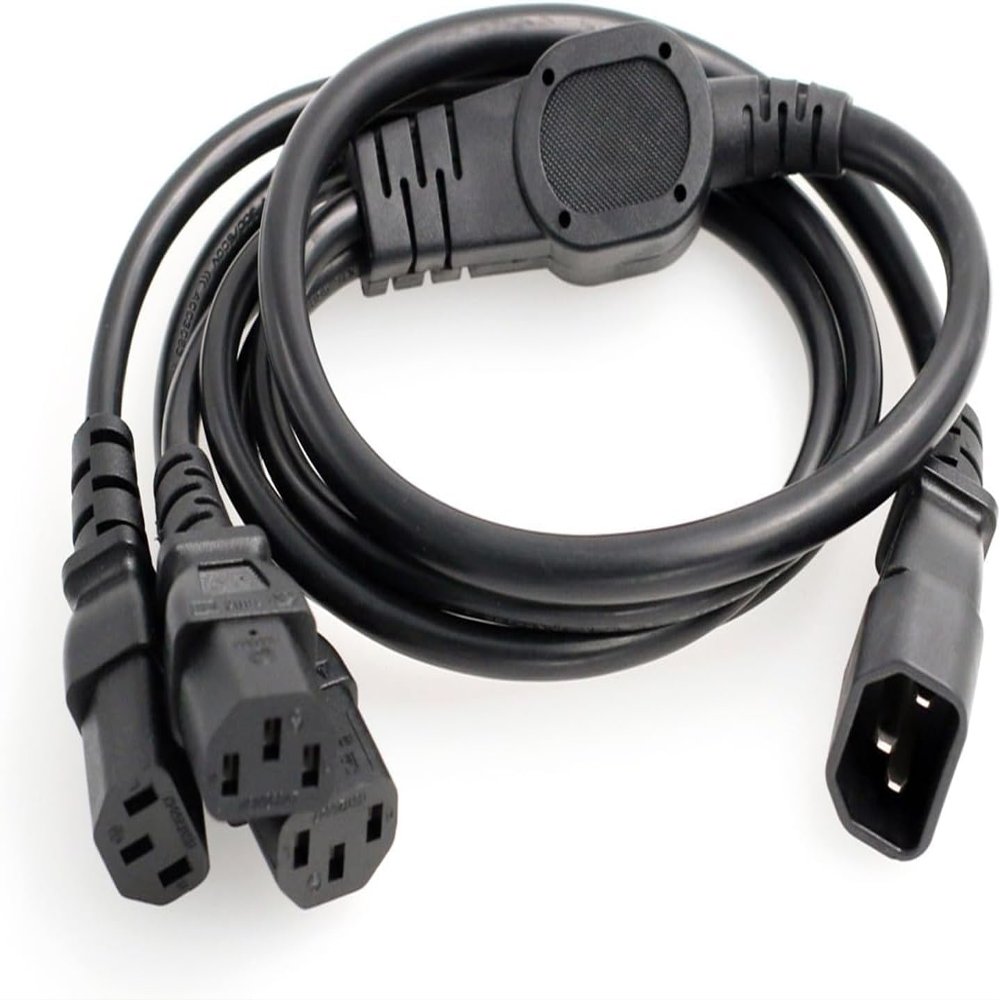 JORINDO (2ft/60cm) PDU IEC 320 C14 Male to 3 x C13 Female Y Splitter Power Adapter Cable 10A 250V UPS PSU Extension Cable